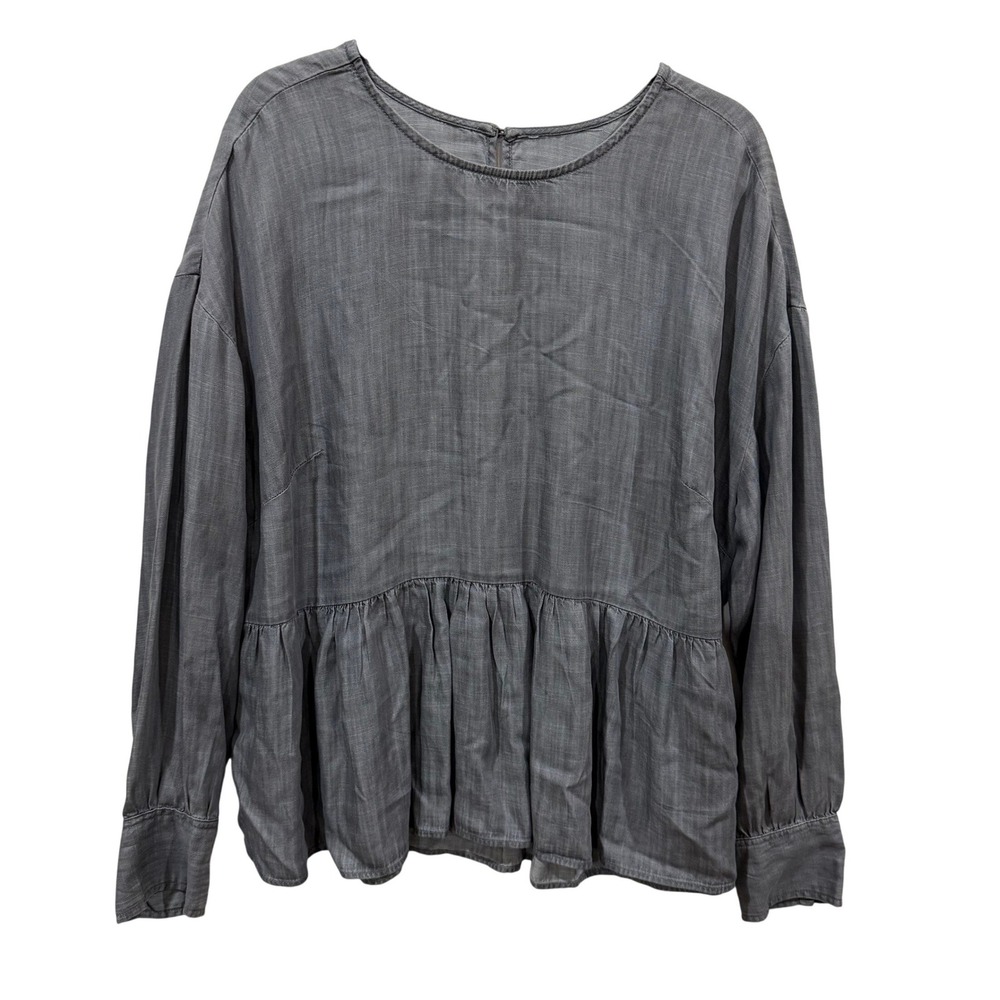 Grey‎ Lyocell Long Sleeve Babydoll Blouse Peplum Top XXL 20 TT13100043944B